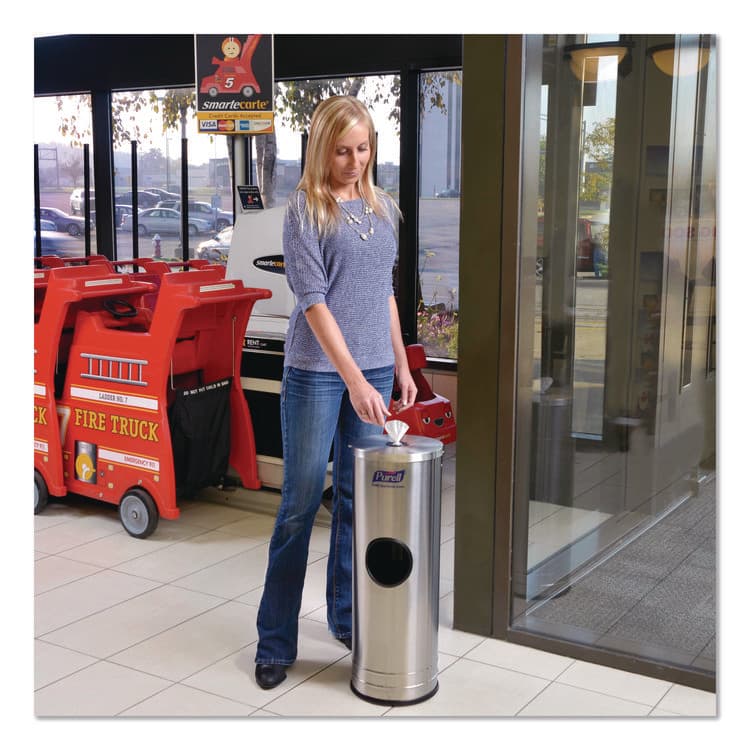 GO-JO INDUSTRIES Dispenser Stand for Sanitizing Wipes, 1,500 Wipe Capacity, 10.25 x 10.25 x 14.5, Stainless Steel (GOJ9115DS1C) thumbnail 2