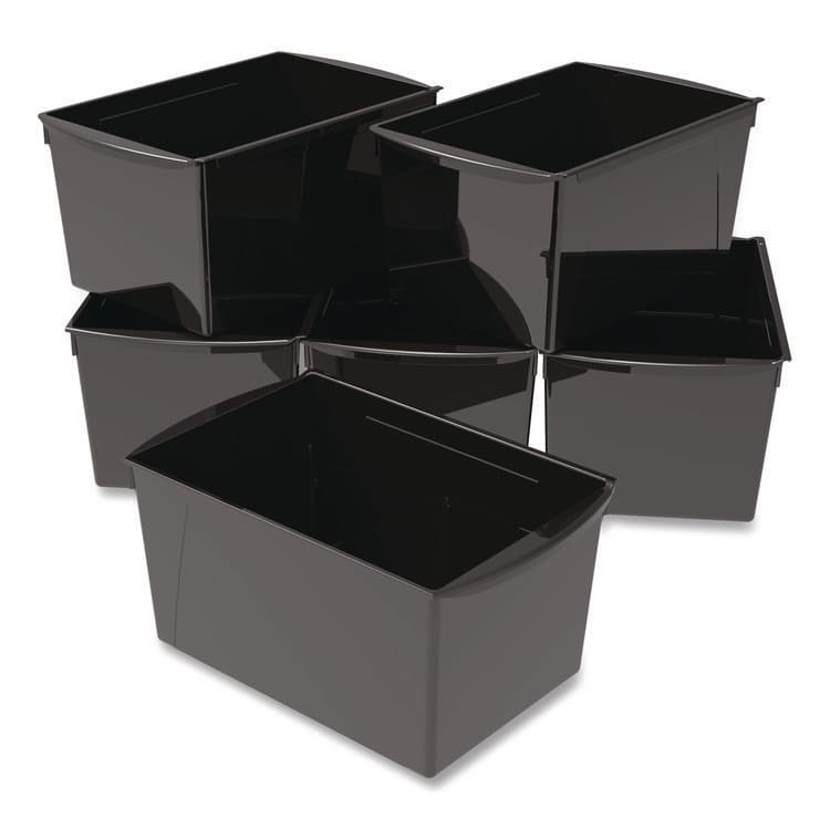 STOREX Wide Book Bin, 3.82 gal, 9.2" x 14.5" x 7", Black, 6/Pack (STX71130U06C)