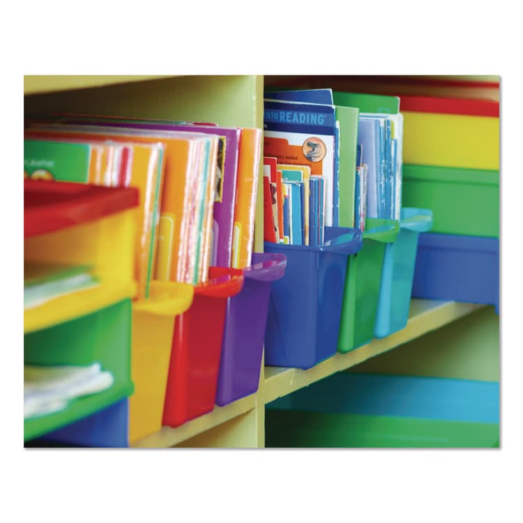 STOREX Small Book Bin, 1.5 gal, 4.5" x 11.75" x 8.5", Assorted Bright Colors, 6/Pack (STX70113U06C) thumbnail 2
