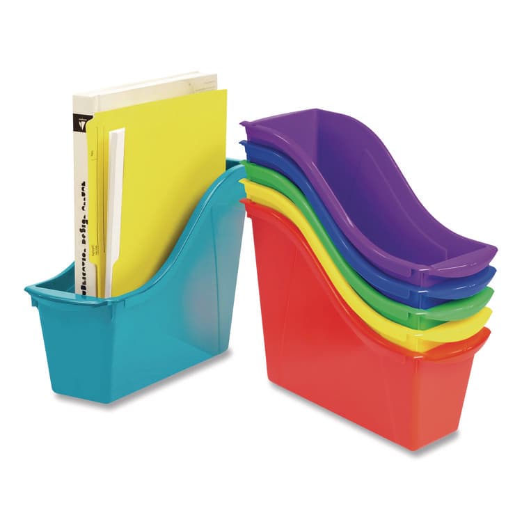 STOREX Small Book Bin, 1.5 gal, 4.5" x 11.75" x 8.5", Assorted Bright Colors, 6/Pack (STX70113U06C) thumbnail 4