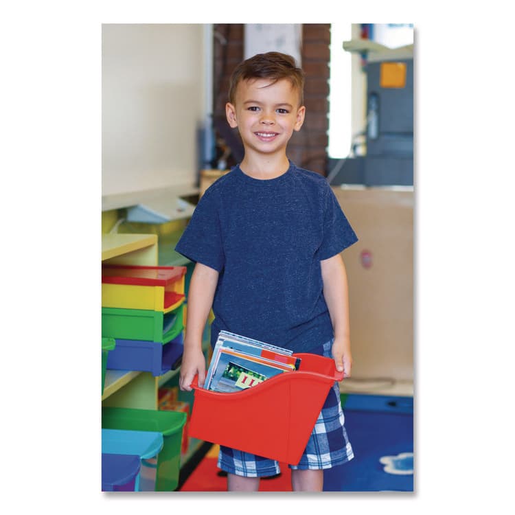 STOREX Small Book Bin, 1.5 gal, 4.5" x 11.75" x 8.5", Assorted Bright Colors, 6/Pack (STX70113U06C) thumbnail 3