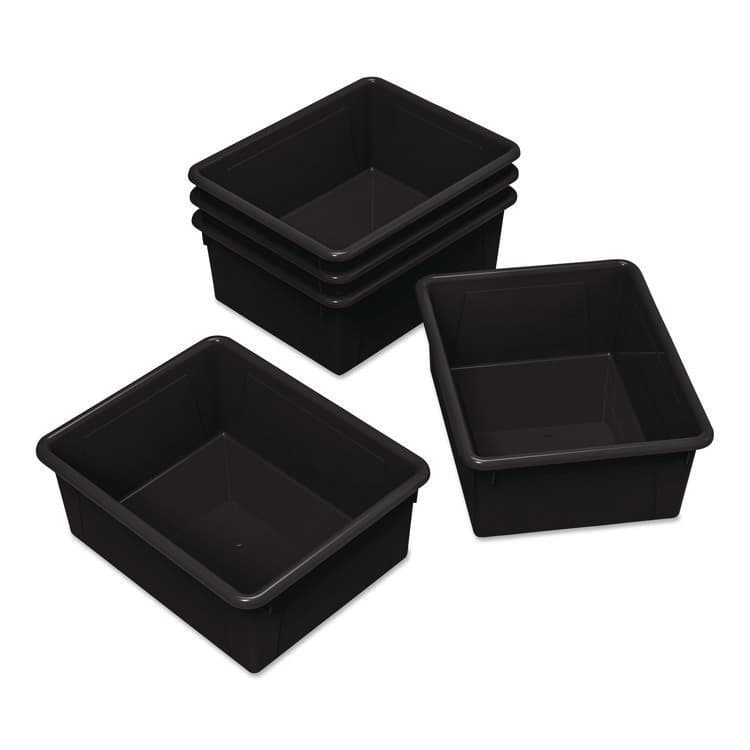 STOREX Storage Tray, Deep, 2 gal, 10.65" x 10.65" x 5.2", Black, 5/Pack (STX62523U05C)