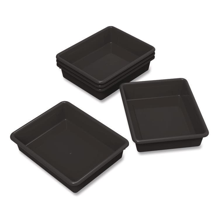STOREX Storage Tray, Flat, 102.4 oz, 10.65" x 10.65" x 2.96", Black, 5/Pack (STX62516U05C)