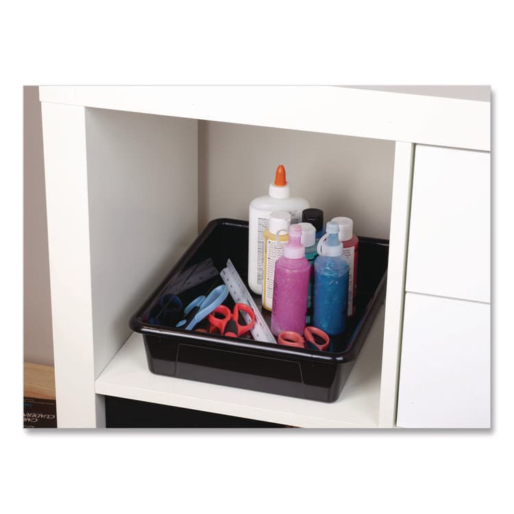 STOREX Storage Tray, Flat, 102.4 oz, 10.65" x 10.65" x 2.96", Black, 5/Pack (STX62516U05C) thumbnail 3