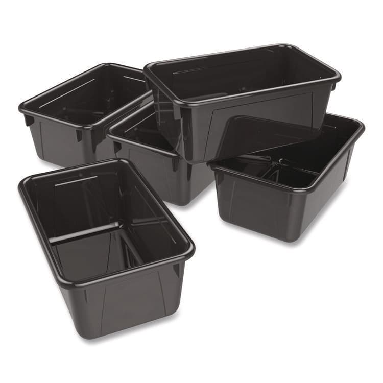 STOREX Cubby Bin, Neutral Tones, 1.8 gal, 7.8" x 12.09" x 5.18", Black, 5/Pack (STX62466E05C)