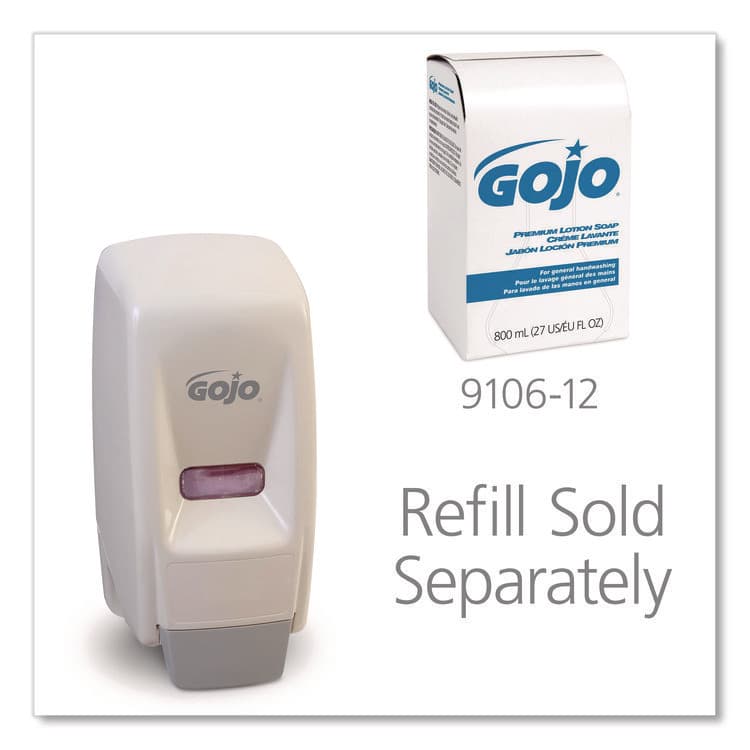 GO-JO INDUSTRIES Bag-In-Box Liquid Soap Dispenser, 800 mL, 5.75 x 5.5 x 5.13, White, 12/Carton (GOJ903412) thumbnail 3