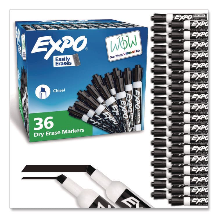SANFORD Low-Odor Dry-Erase Marker Value Pack, Broad Chisel Tip, Black, 36/Box (SAN1920940A)