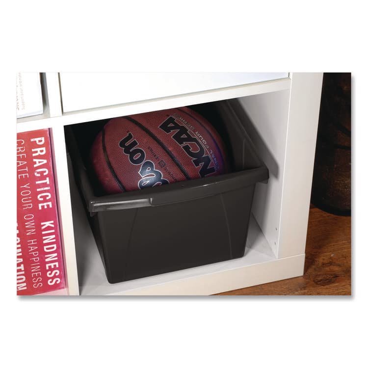 STOREX Storage Bin with Lid, 4 gal, 11.25" x 11.25" x 7.87", Black, 6/Pack (STX61427U06C) thumbnail 3