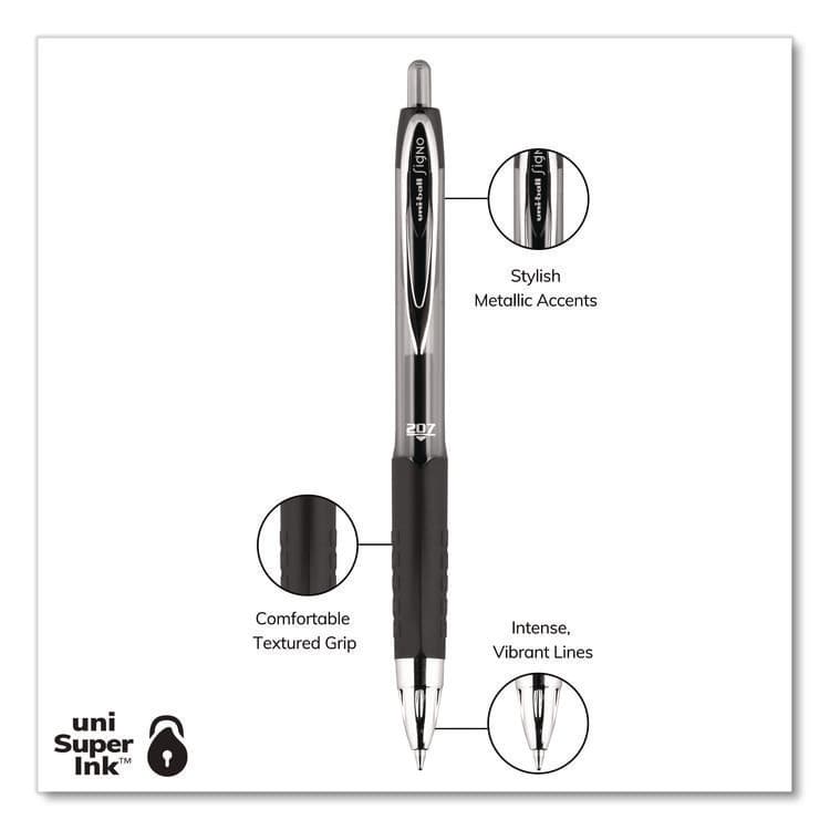 UNI Signo 207 Gel Pen, Retractable, Medium 0.7 mm, Assorted Ink and Barrel Colors, 8/Pack (UBC40110) thumbnail 3
