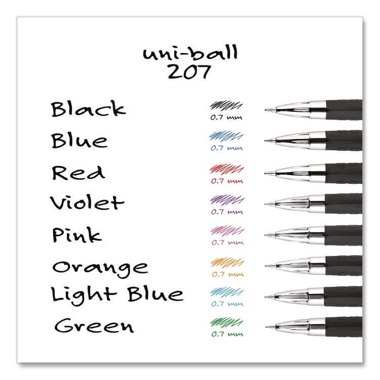 UNI Signo 207 Gel Pen, Retractable, Medium 0.7 mm, Assorted Ink and Barrel Colors, 8/Pack (UBC40110) thumbnail 4