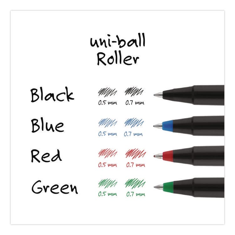 UNI Rollerball Pen, Stick, Micro 0.5 mm, Black Ink, Black Barrel, Dozen (UBC60151) thumbnail 4