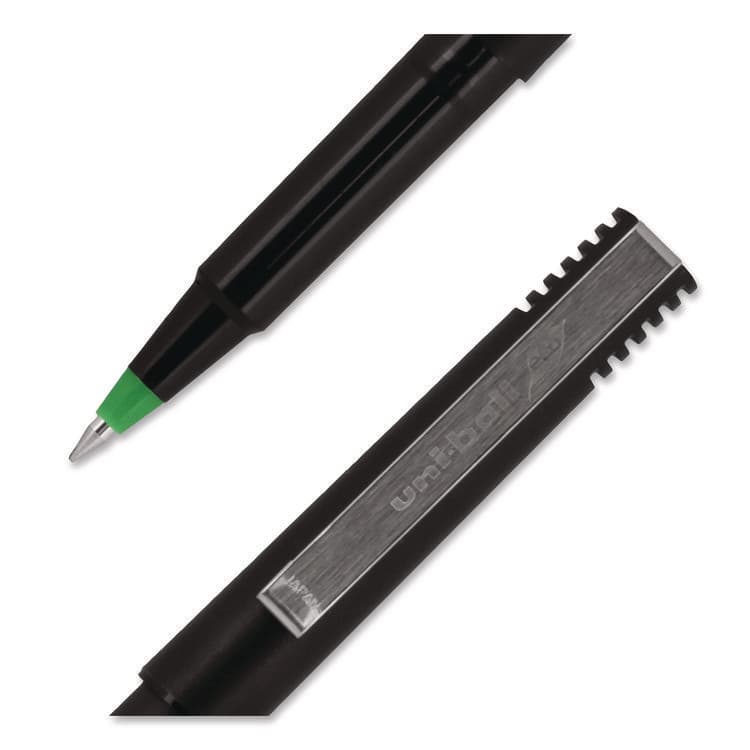 UNI Rollerball Pen, Stick, Micro 0.5 mm, Green Ink, Black/Green Barrel, Dozen (UBC60154) thumbnail 2