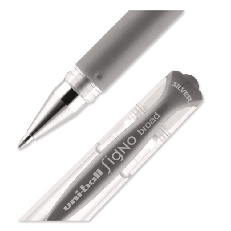 UNI IMPACT Gel Pen, Stick, Medium 1 mm, Silver Metallic Ink, Silver Barrel (UBC60658) thumbnail 2