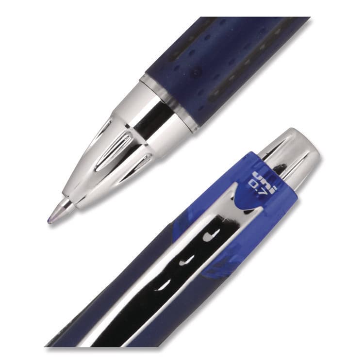 UNI Jetstream Hybrid Gel Pen, Retractable, Fine 0.7 mm, Blue Ink, Blue/Silver Barrel (UBC62153) thumbnail 2