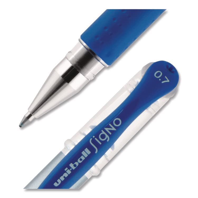UNI Signo GRIP Gel Pen, Stick, Medium 0.7 mm, Blue Ink, Clear/Blue/Silver Barrel, Dozen (UBC65451) thumbnail 2