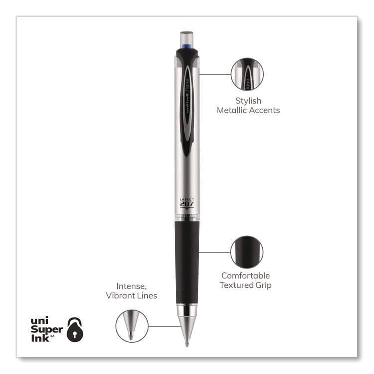 UNI 207 Impact RT Gel Retractable Pen Refills, Bold 1 mm Conical Tip, Blue Ink, 2/Pack (UBC65874PP) thumbnail 3