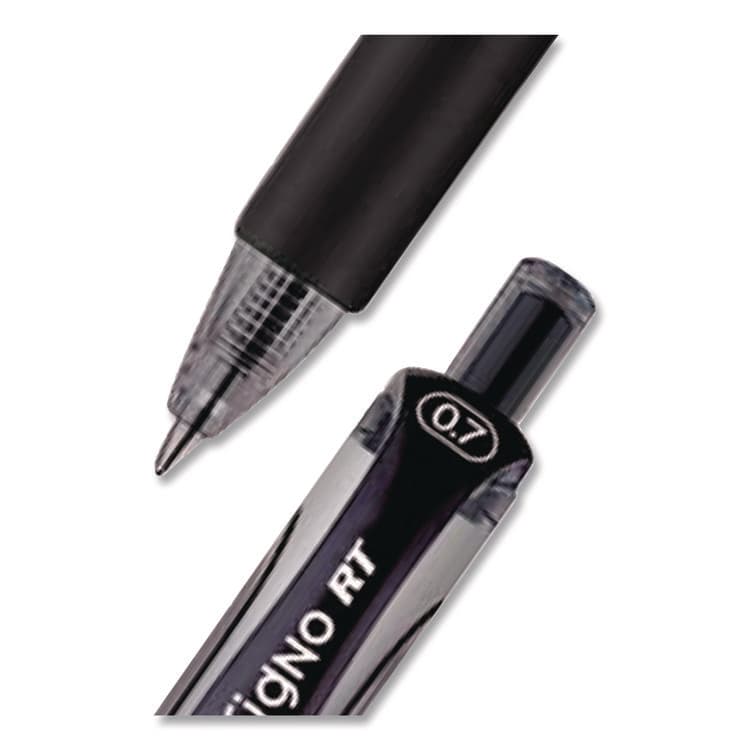 UNI Signo Gel Pen, Retractable, Medium 0.7 mm, Black Ink, Silver/Black Barrel, Dozen (UBC65940) thumbnail 2