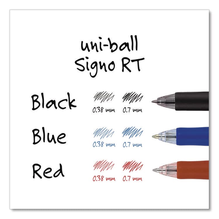 UNI Signo Gel Pen, Retractable, Medium 0.7 mm, Black Ink, Silver/Black Barrel, Dozen (UBC65940) thumbnail 4