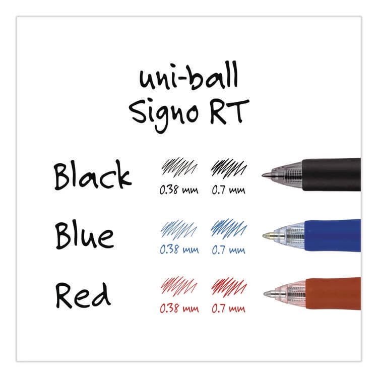 UNI Signo Gel Pen, Retractable, Medium 0.7 mm, Blue Ink, Silver/Blue Barrel, Dozen (UBC65941) thumbnail 4