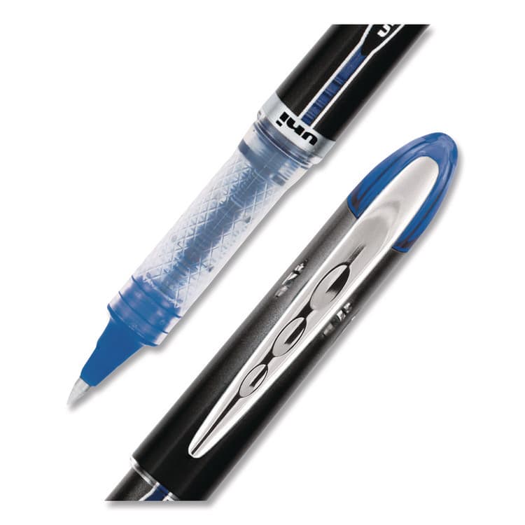 UNI VISION ELITE Rollerball Pen, Stick, Micro 0.5 mm, Blue Ink, Black/Blue/Clear Barrel (UBC69021) thumbnail 2