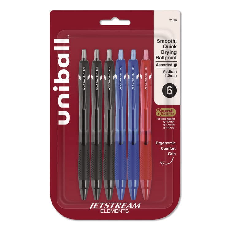 UNI Jetstream Elements Hybrid Gel Pen, Retractable, Medium 1 mm, Assorted Ink and Barrel Colors, 6/Pack (UBC70149)