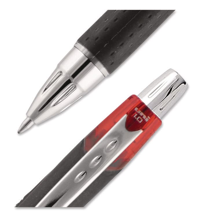 UNI Jetstream Hybrid Gel Pen, Retractable, Bold 1 mm, Red Ink, Black/Silver/Red Barrel (UBC73834) thumbnail 2