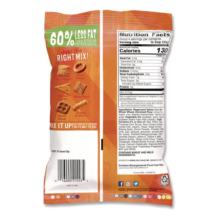 GENERAL MILLS Snacks, Cheddar, 4.5 oz Bag, 8/Carton (OFXSN21553) thumbnail 3