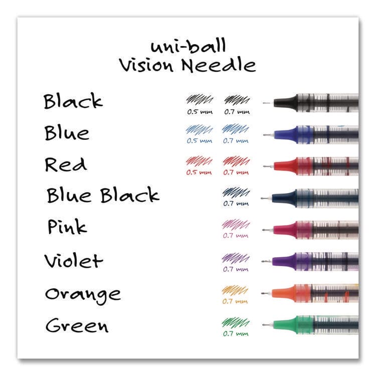 UNI VISION Needle Rollerball Pen, Stick, Fine 0.7 mm, Black Ink, Gray/Clear/Black Barrel, Dozen (UBC1734903) thumbnail 4