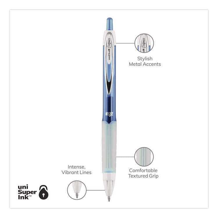 UNI Signo 207 Gel Pen, Retractable, Medium 0.7mm, Assorted Ink and Barrel Colors, 8/Pack (UBC1739929) thumbnail 3