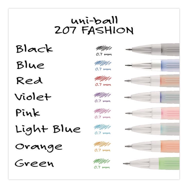 UNI Signo 207 Gel Pen, Retractable, Medium 0.7mm, Assorted Ink and Barrel Colors, 8/Pack (UBC1739929) thumbnail 4