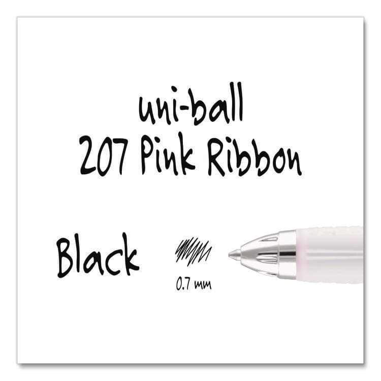 UNI Signo 207 Breast Cancer Awareness Gel Pen, Retractable, Medium 0.7 mm, Black Ink, Translucent Pink/White Barrel, 2/Pack (UBC1745148) thumbnail 4