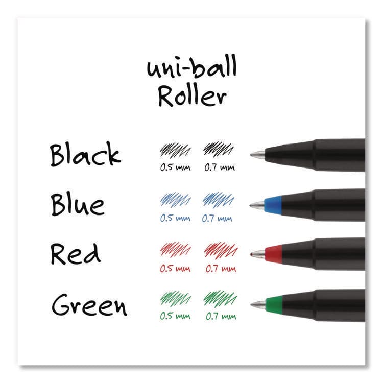 UNI Rollerball Pen, Stick, Micro 0.5 mm, Black Ink, Black Barrel, 36/Pack (UBC1921065) thumbnail 4