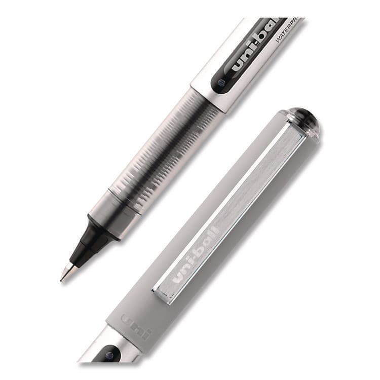 UNI VISION Rollerball Pen, Stick, Fine 0.7 mm, Black Ink, Silver/Black/Clear Barrel, 36/Pack (UBC1921066) thumbnail 2