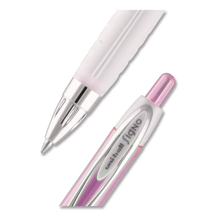 UNI 207 Breast Cancer Awareness Gel Pen Office Pack, Retractable, Medium 0.7mm, Black Ink, Translucent Pink/White Barrel, 36/Pack (UBC2003896) thumbnail 2