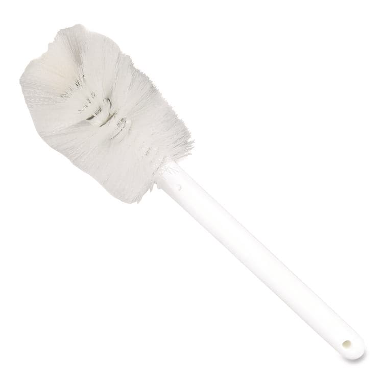 CFS BRANDS Sparta Handle Bottle Brush, Pint, White Polyester Bristles, 4.5" Brush, 7.5" White Plastic Handle (CFS4046600) thumbnail 2