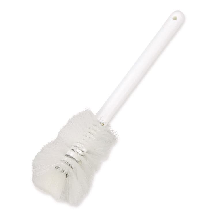 CFS BRANDS Sparta Handle Bottle Brush, Pint, White Polyester Bristles, 4.5" Brush, 7.5" White Plastic Handle (CFS4046600)