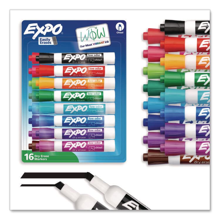 SANFORD Low Odor Dry Erase Vibrant Color Markers, Broad Chisel Tip, Assorted Colors, 16/Set (SAN1927526A)