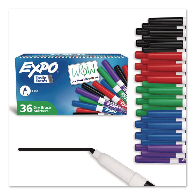 SANFORD Low-Odor Dry Erase Marker Office Value Pack, Fine Bullet Tip, Assorted Colors, 36/Pack (SAN2003893A)