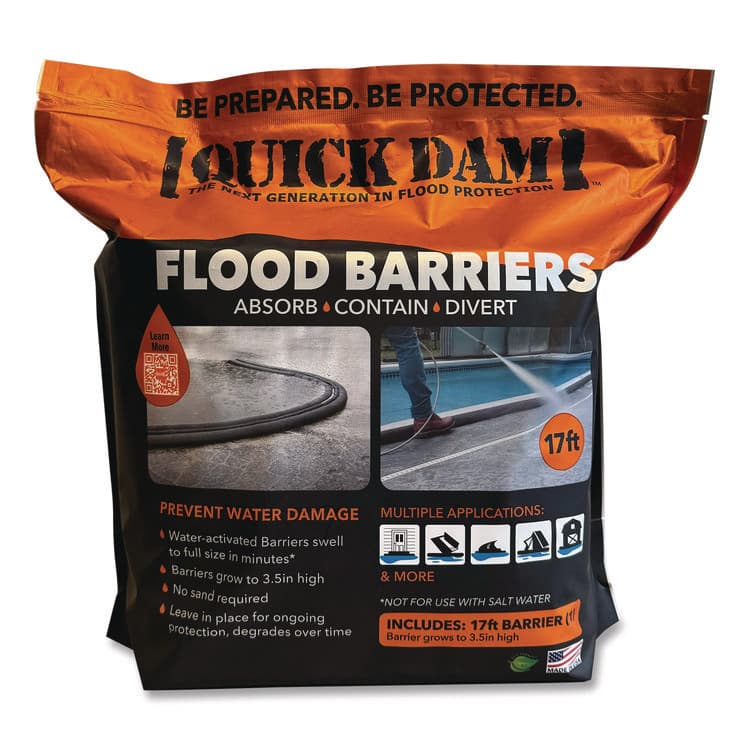 ABSORBENT SPECIALTY PRODUCTS Flood Barriers, 6" x 17 ft x, 3.5", 1 Barrier (QKDQD6171)
