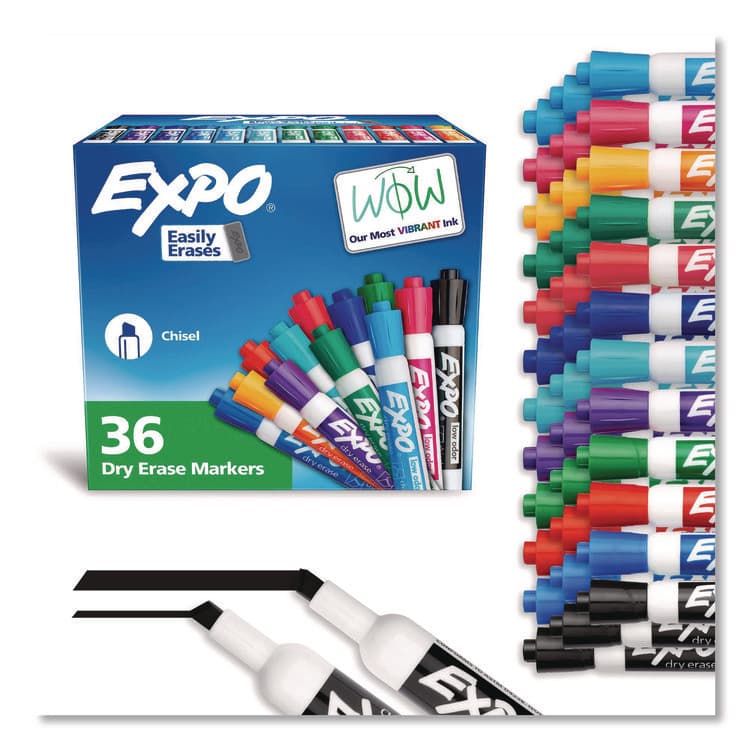 SANFORD Low Odor Dry Erase Vibrant Color Markers, Broad Chisel Tip, Assorted Colors, 36/Pack (SAN2135174A)