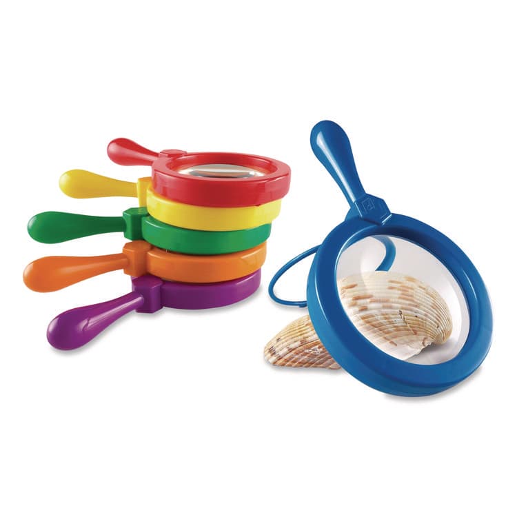 LEARNING RESOURCES Jumbo Magnifers Set, 4.5X Plastic Lens, 4.5" dia, Assorted Colors, 6 Magnifiers (LRNLER2774) thumbnail 2