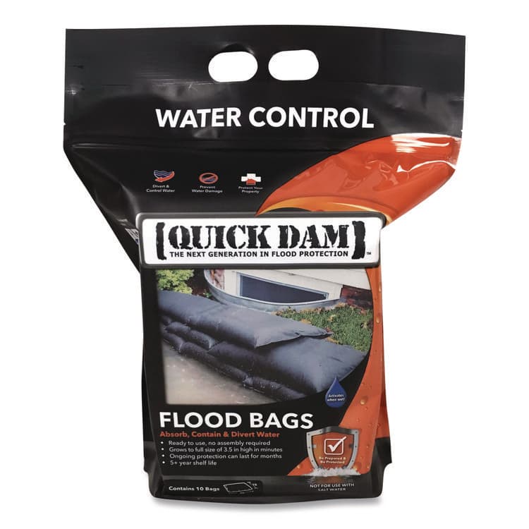 ABSORBENT SPECIALTY PRODUCTS Flood Bags, 12" x 24" x 3.5", 10/Pack (QKDQD122410)