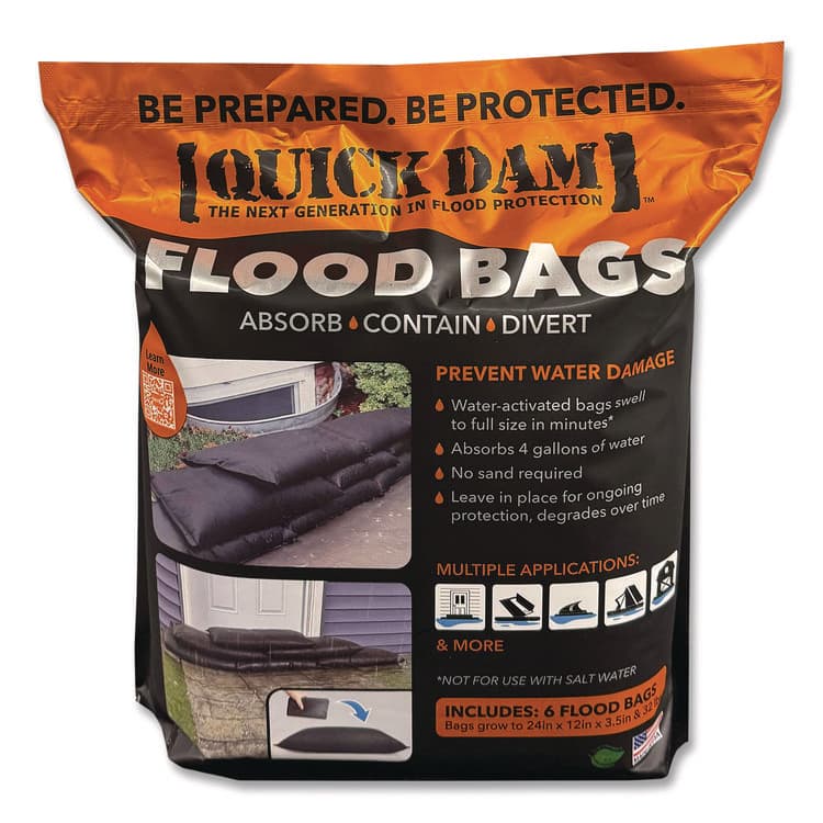 ABSORBENT SPECIALTY PRODUCTS Flood Bags, 12" x 24" x 3.5", 6 Bags/Pack (QKDQD12246ES)