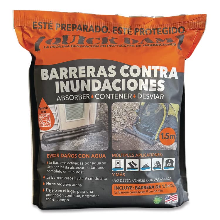 ABSORBENT SPECIALTY PRODUCTS Flood Barriers, 6" x 5 ft x 3.5", 2/Pack (QKDQD652) thumbnail 2