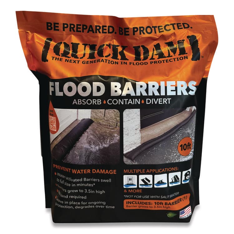 ABSORBENT SPECIALTY PRODUCTS Flood Barriers, 6" x 10 ft x, 3.5", 1 Barrier (QKDQD6101ES)