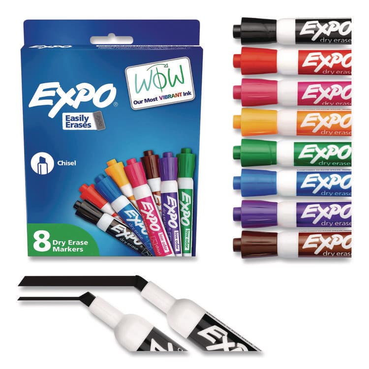 SANFORD Low-Odor Dry-Erase Marker, Broad Chisel Tip, Assorted Colors, 8/Set (SAN80078A)