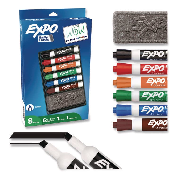 SANFORD Low-Odor Dry Erase Marker and Organizer Kit, Broad Chisel Tip, Assorted Colors, 6/Set (SAN80556A)