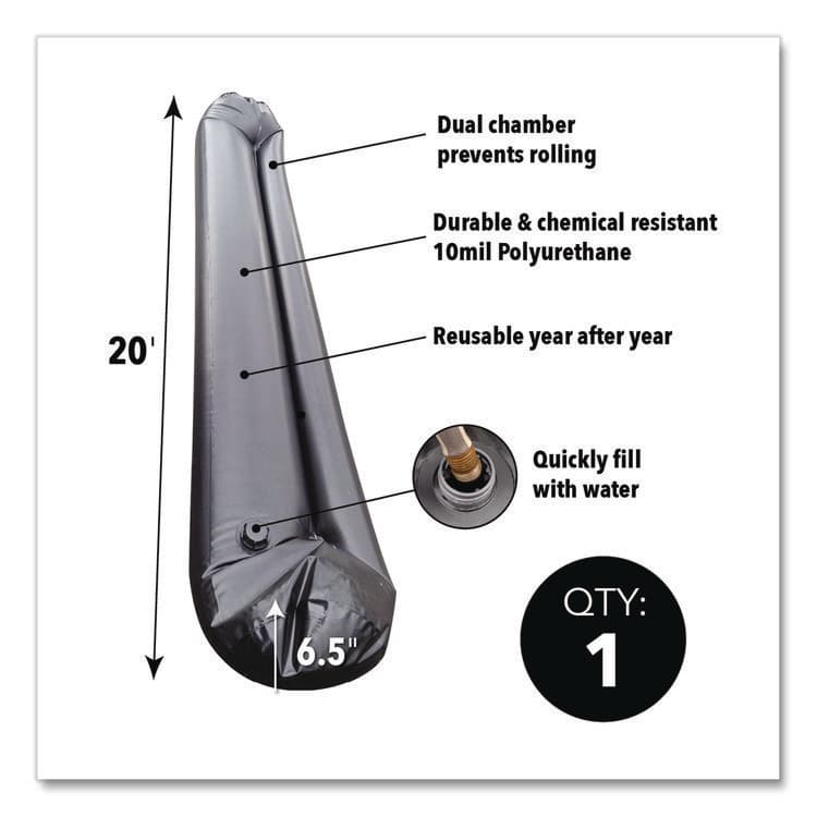 ABSORBENT SPECIALTY PRODUCTS Water Curbs, 6.5" x 20 ft x 6.5" (QKDQDWC620) thumbnail 3