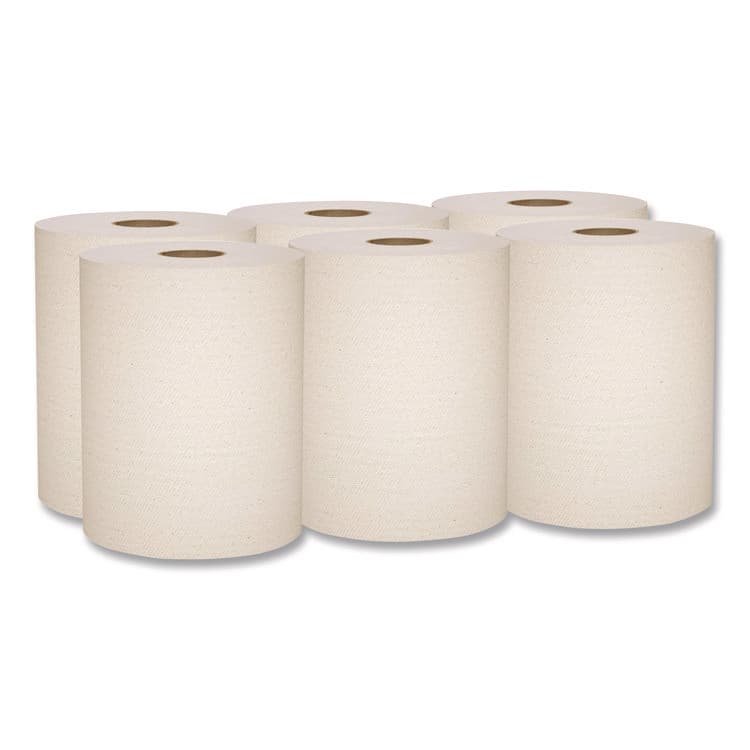 KIMBERLY CLARK Essential 100% Recycled Fiber Hard Roll Towel, 1-Ply, 8" x 800 ft, 1.5" Core, Brown, 6 Rolls/Carton (KCC56758)