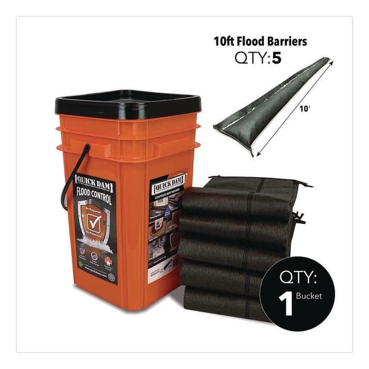 ABSORBENT SPECIALTY PRODUCTS Outdoor Grab and Go Bucket Kit, (1) Bucket, (5) 10 ft Flood Barriers (QKDQDGG105) thumbnail 2